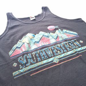 VTG Signal Tank Mens XL Black Southwestern Single Stitch Patagonia-Like USA 90s